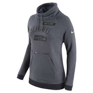 Seahawks NFL Women's Cowl Neck Salute to Service Sweatshirt with zipper pocket L